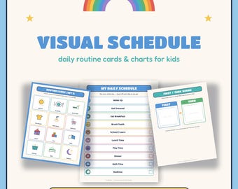 Emploi du temps visuel imprimable pour enfants | Cartes et tableaux de routine quotidienne modifiables | Tableau « D'abord, ensuite » pour le matin et le soir | PDF pour enfants autistes et TDAH