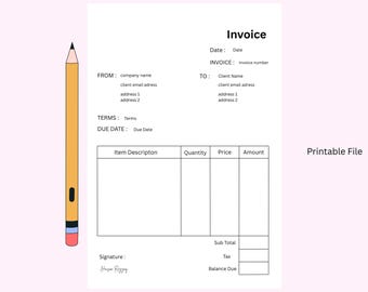 Minimalist Red Invoice, Printable A4 Business Document (Digital Download)