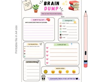 ADHD Brain Dump Planner | Neurodivergent Daily Organizer (PDF Download)