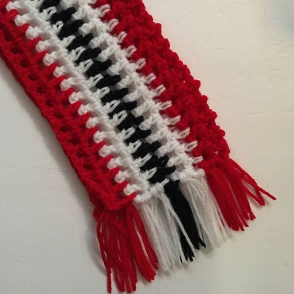 Red, White, and Blue Child's Scarf | Handmade and Crochet Scarves for Kids | New England Football Fan Scarf for Children | Warm Winter Gear