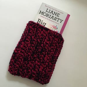 Pink + Blue Crochet Book Sleeve | Protect Hard Cover and Paperback Books with a Handmade Booksleeve | Great Gift for Readers + Bookworms