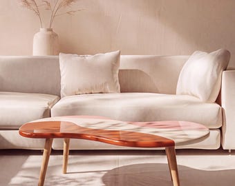 Handmade Epoxy Resin Coffee Table, Custom Wood Living Room Furniture