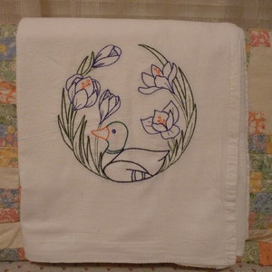 Duck and Iris Flour Sack Dish Towel