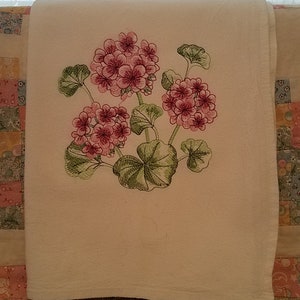 Geranium Flour Sack Dish Towel