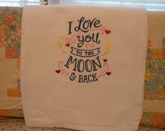 Te quiero hasta la luna y más allá. Paño de cocina de saco de harina