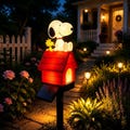 Cartoon Doghouse Solar Lawn Light Front Walkway Outdoor Accent Lamp Ornament Gift