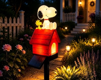 Cartoon Doghouse Solar Lawn Light Front Walkway Outdoor Accent Lamp Ornament Gift
