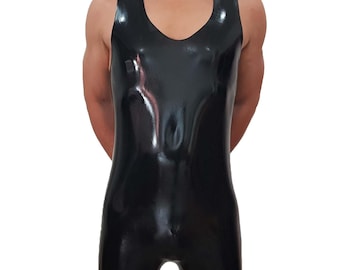 Lequida latex bodysuit in black, one size