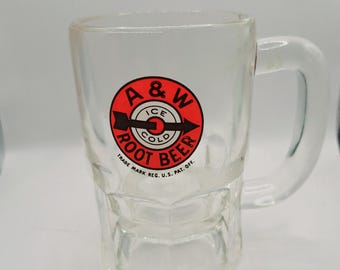 Vintage 1990s A&W Root Beer Collectible Small Heavy Thick Walled Glass Mug Tankard