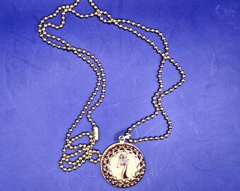 Cool Vintage 1960s Seagram's 7 Whiskey keychain medallion necklace