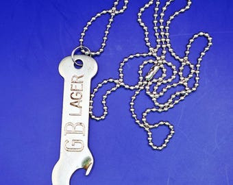 Cool Vintage 1930s Grace Brothers GB Lager Beer NeverSlip bottle opener necklace