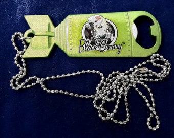 Cool Retro DC Comics Bombshells Black Canary Pinup Bottle Opener Necklace, Nose Cone Art