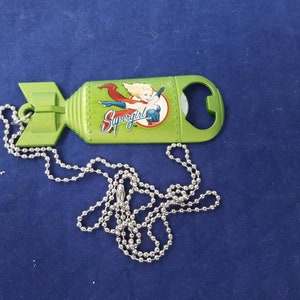 Cool Retro DC Comics Bombshells Super Girl Pinup Bottle Opener Necklace, Nose Cone Art
