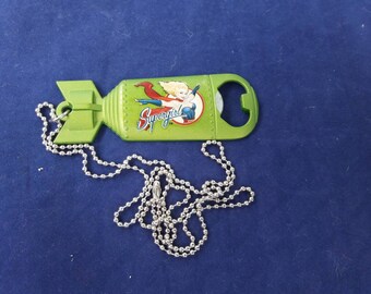 Cool Retro DC Comics Bombshells Super Girl Pinup Bottle Opener Necklace, Nose Cone Art