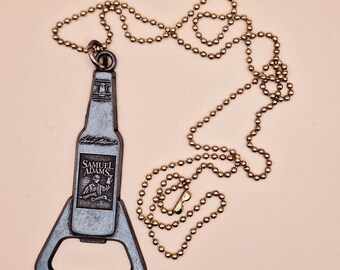 Cool Retro Samuel Adams Boston Lager bottle opener necklace