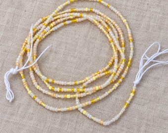 Pastel Yellow Handmade Waist Beads, Plus Size Friendly, 127cm (Made in Australia)