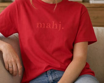 Embroidered Mahjong T-Shirt, Farm Life Collection, US Cotton Apparel