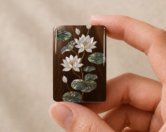 Lotus Wood Mahjong Tile Set, Mother-of-Pearl Design, Customize Facing Colors