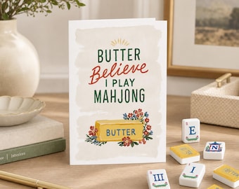 Funny Mahjong Greeting Card, Party Hostess Gift, Wit & Warmth