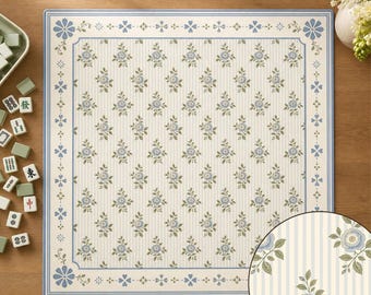 Grandmillennial Floral Mahjong Mat, Chintz Trellis Pattern, Preppy Heirloom Style