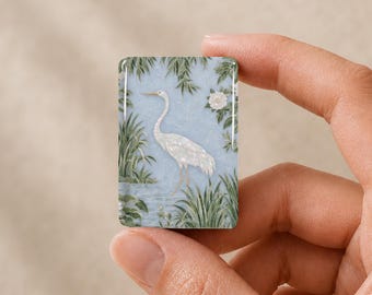 Engraved Acrylic Mahjong Tiles, Opal Crane Inlay, American Set (160-Piece)