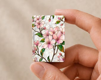 Cherry Blossom Mahjong Tiles, Stained Glass Inspired Chinoiserie Acrylic Set