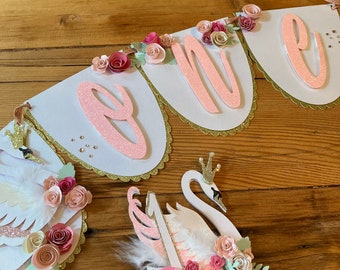 Swan Banner and Cake Topper - Swan Banner - Swan - Ballet - Birthday Banner - Swan Party - Banner - Cake Topper - First Birthday