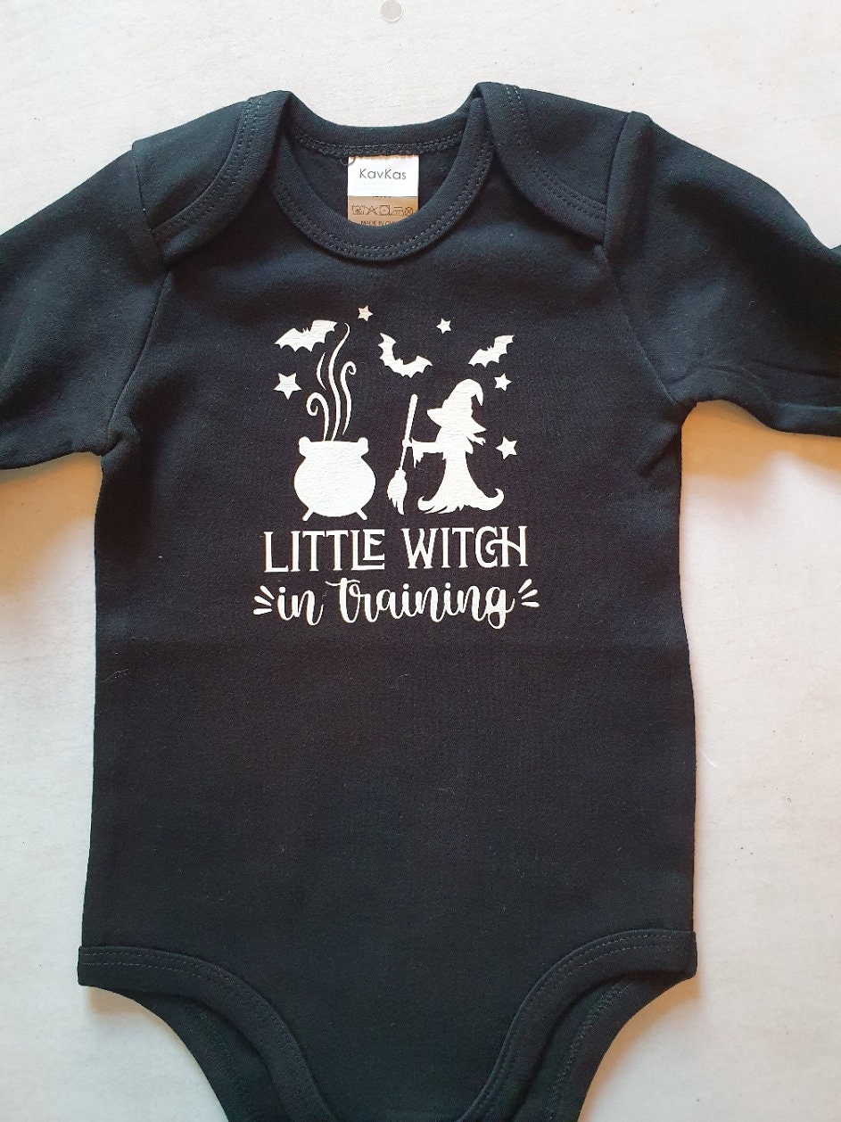 Little witch in training baby suit-witchy baby, goth baby, halloween baby