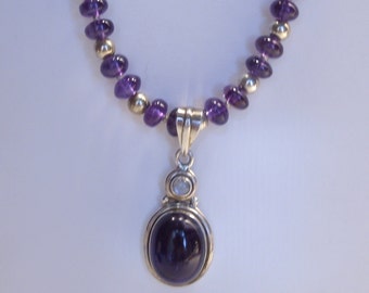 Vintage Amethyst Sterling Silver Bead Necklace: February Birthstone