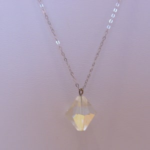Crystal Pendant on a 16 Inch Sterling Silver Chain Vintage Crystal Pendant Necklace Makes a Great Gift