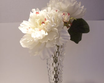 Fostoria American Footed Vase 8.5" Tall Hexagon Base  Sawtooth Edge Vintage