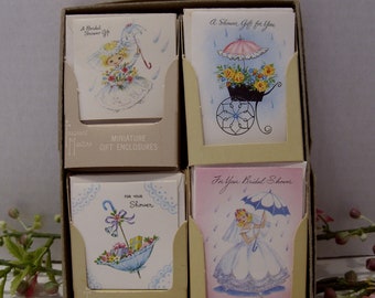 1950's Vintage Miniature Shower Gift Cards in Original Packages 4 Groups of Eight Cards in Box 32 Total Cards 16 Bridal Shower 16 Generic