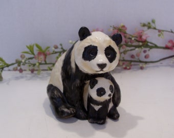 Goebel Panda Bear and Cub Vintage Figurine Made in West Germany 1976 Collectible Animal Figurine Statue Great Gift