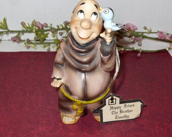 Happy Friars Figurine "The Brother Timothy" 1950's Mid Century Figurine Made in Japan Collectible Home or Office Decor