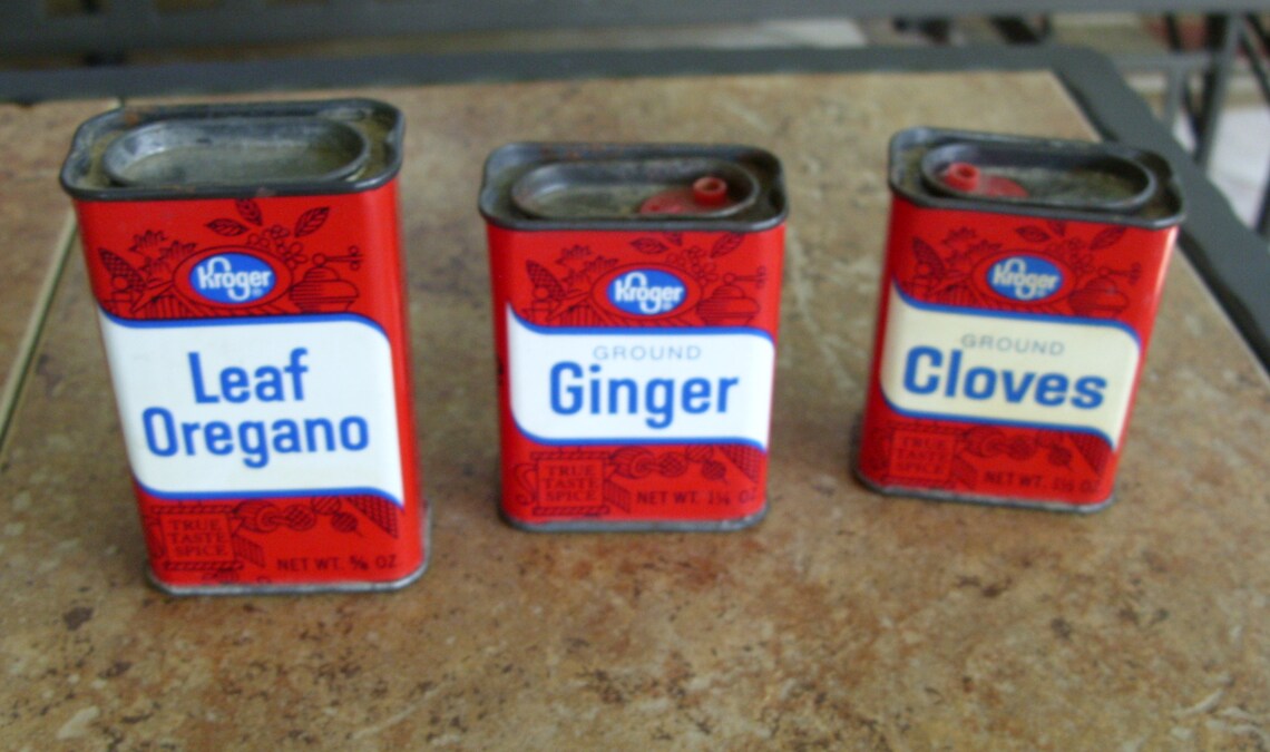 Kroger Vintage Spice Tins FREE SHIPPING USA Leaf Oregano Etsy