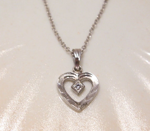 Sterling Silver Small Heart with Diamond, FREE SH… - image 10