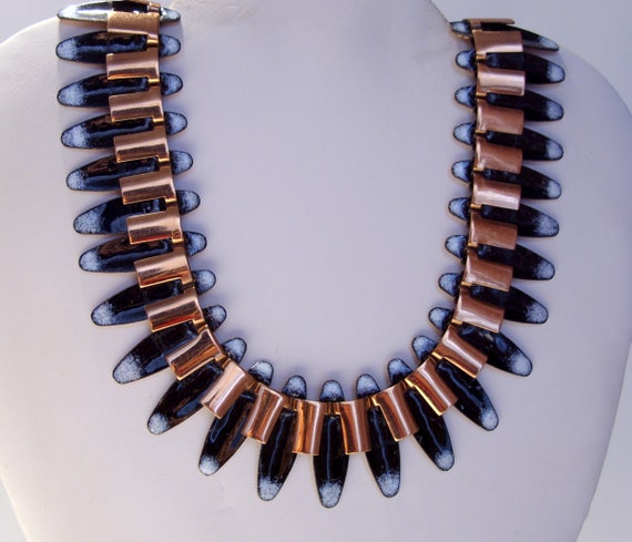 Renior Style Copper and Midnight Blue Enamel Trib… - image 1