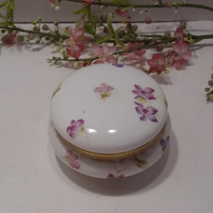 Elite Limoges France Trinket Box: Vintage Porcelain Jewelry Box with Floral Design