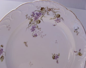 Antique F. A. Schumann China Platter: West Berlin Purple Floral Design