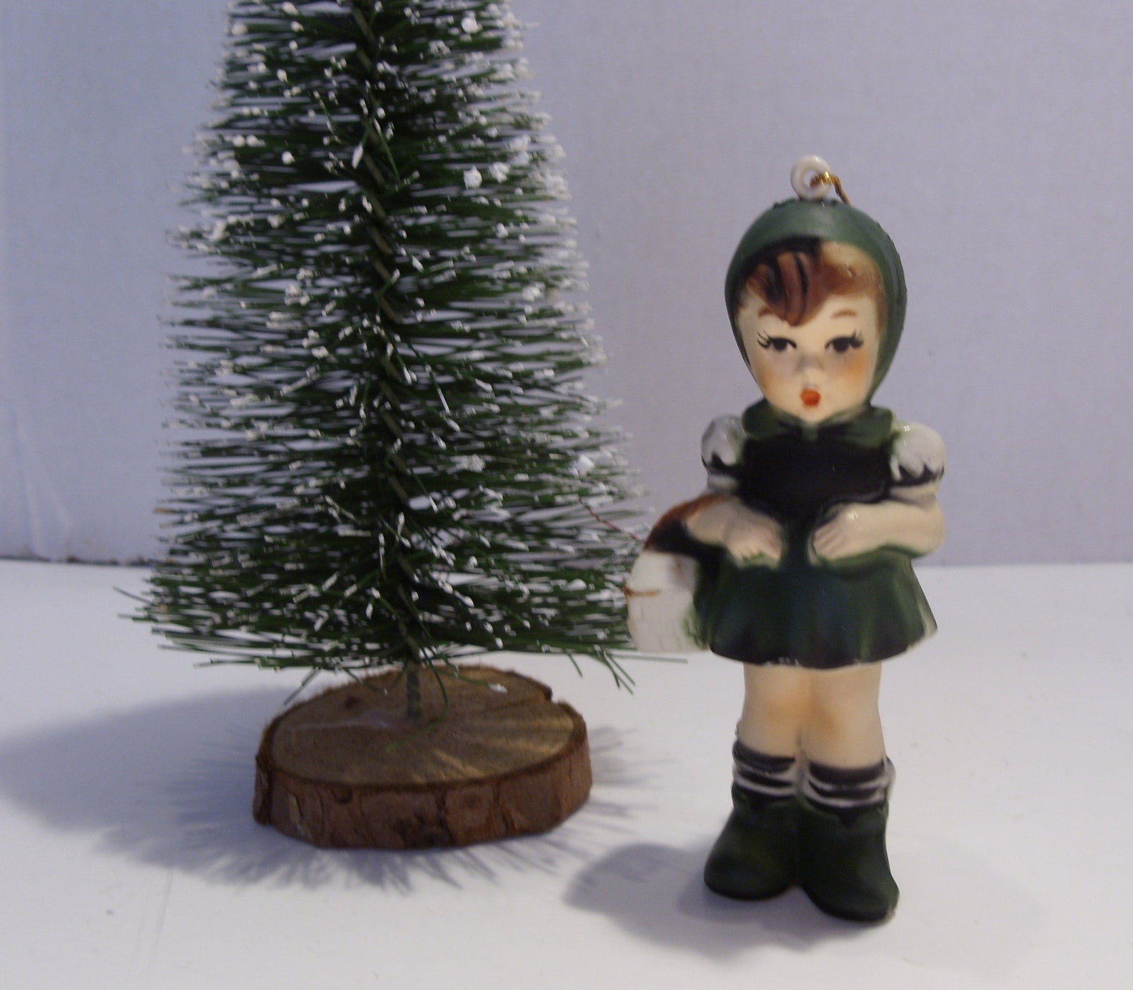Vintage Platic Hummel tyle Ornament - et of 2 Made in Hong Kong