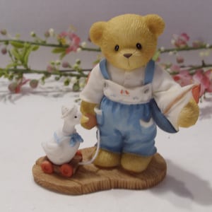 Cherished Teddies Alex Bear Figurine with Sailboat and Toy Duck 1999 Exclusive Tour Figurine &quot;Cherish the Little Things&quot; Priscilla Hillman