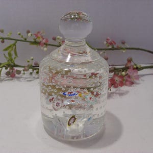 Presse-papier vintage en verre de Murano : fleurs et bulles Millefiori