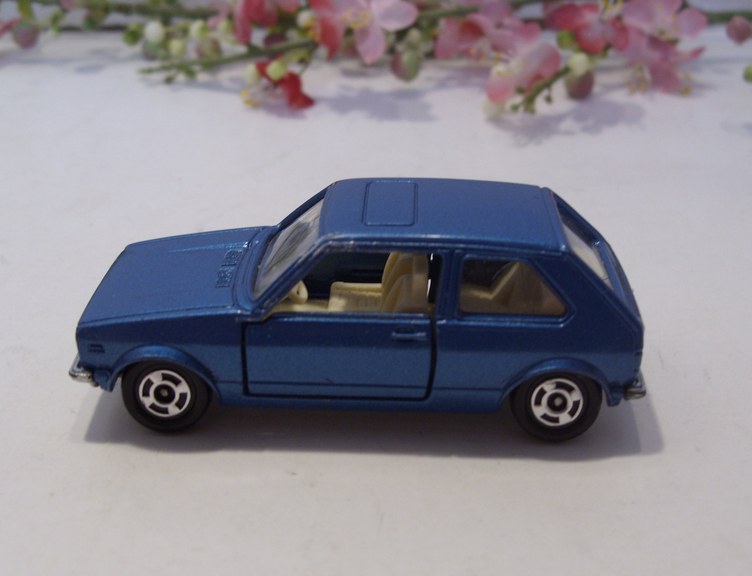 Vintage Tomica Blue Volkswagen Golf GLE Diecast Toy Car - Made in