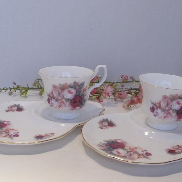 Royal Vale Vintage Teacup and Snack Plate 4 Pc. Set