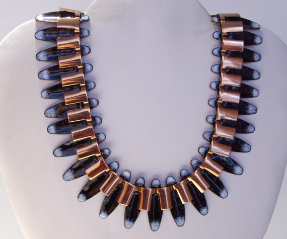 Renior Style Copper and Midnight Blue Enamel Trib… - image 7