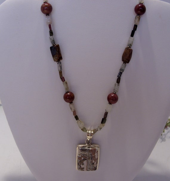 Agate Jasper and Assorted Gemstone Necklace with … - image 9