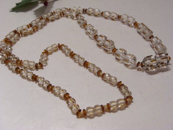 Faceted Crystal Necklace with Small Brown Round A… - image 3