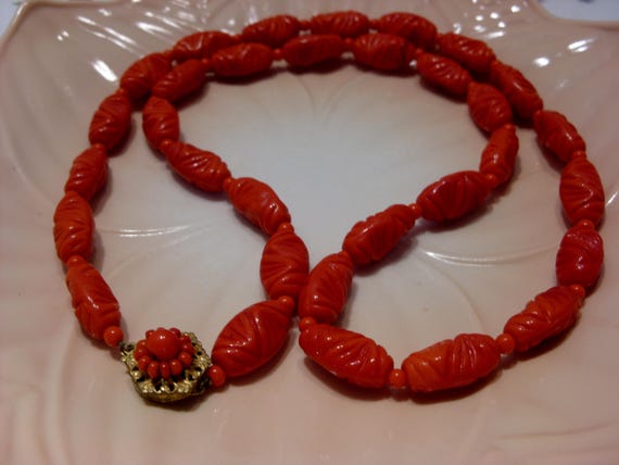 Vintage Miriam Haskell Red Glass Bead Necklace: S… - image 5