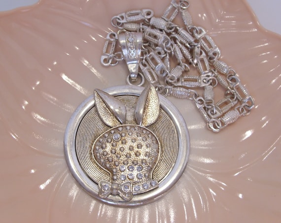 Playboy Bunny Large Spinning Medallion Pendant Nec