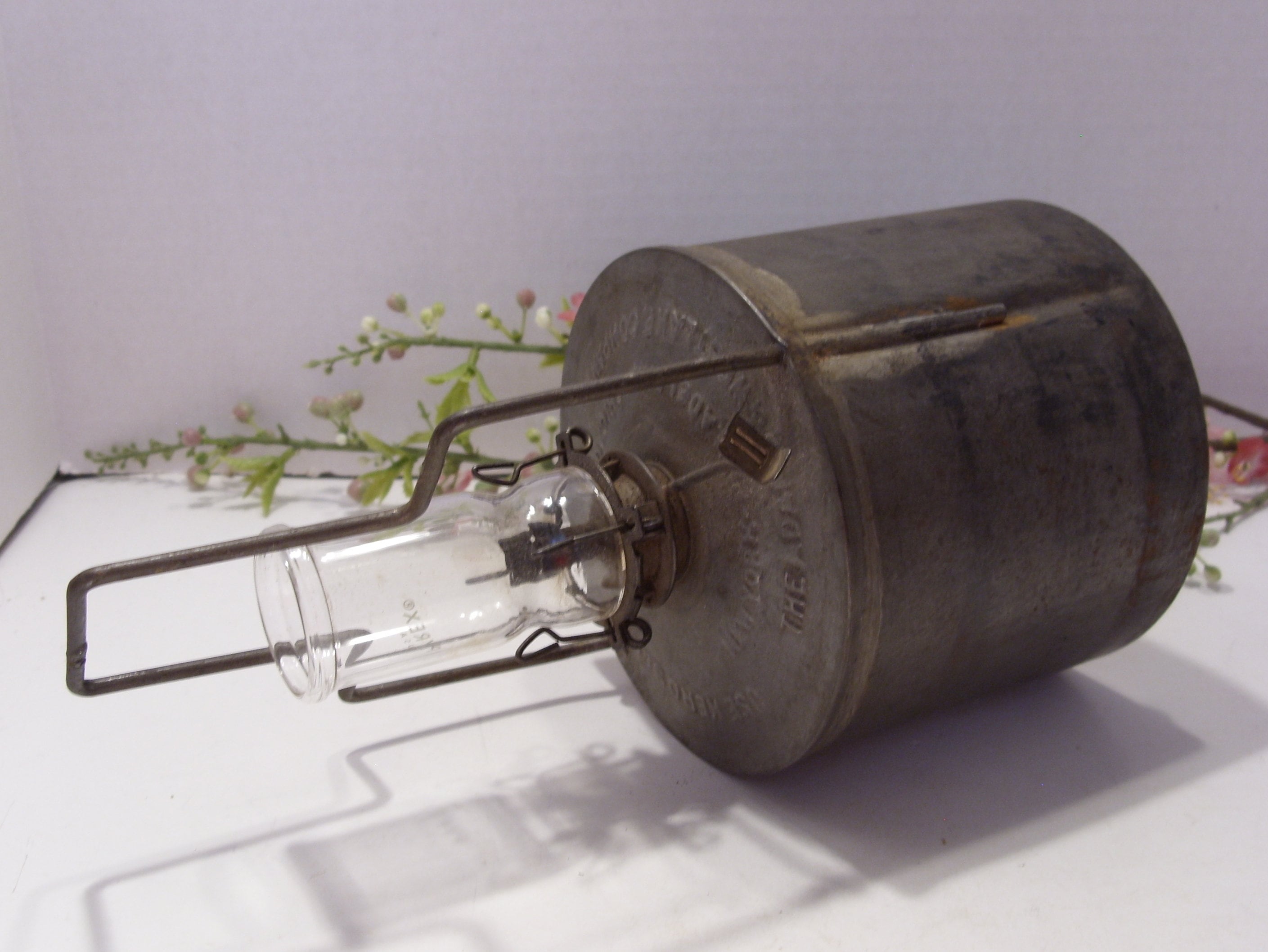 Rare Antique Railroad Lantern: Adams & Westlake Pyrex Shade